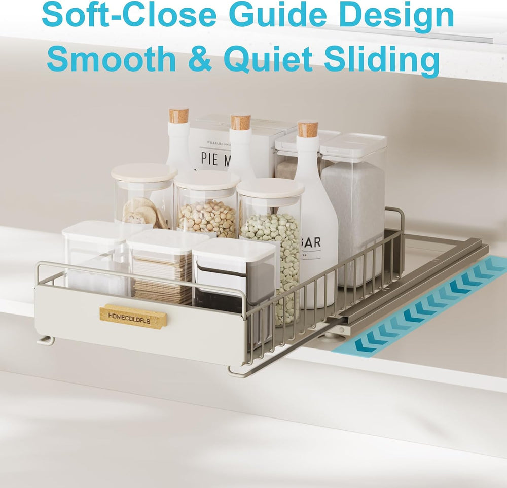 Under Sink Organizer and Storage, 2 Pack Pull Out Cabinet Organizer, Metal Sl...