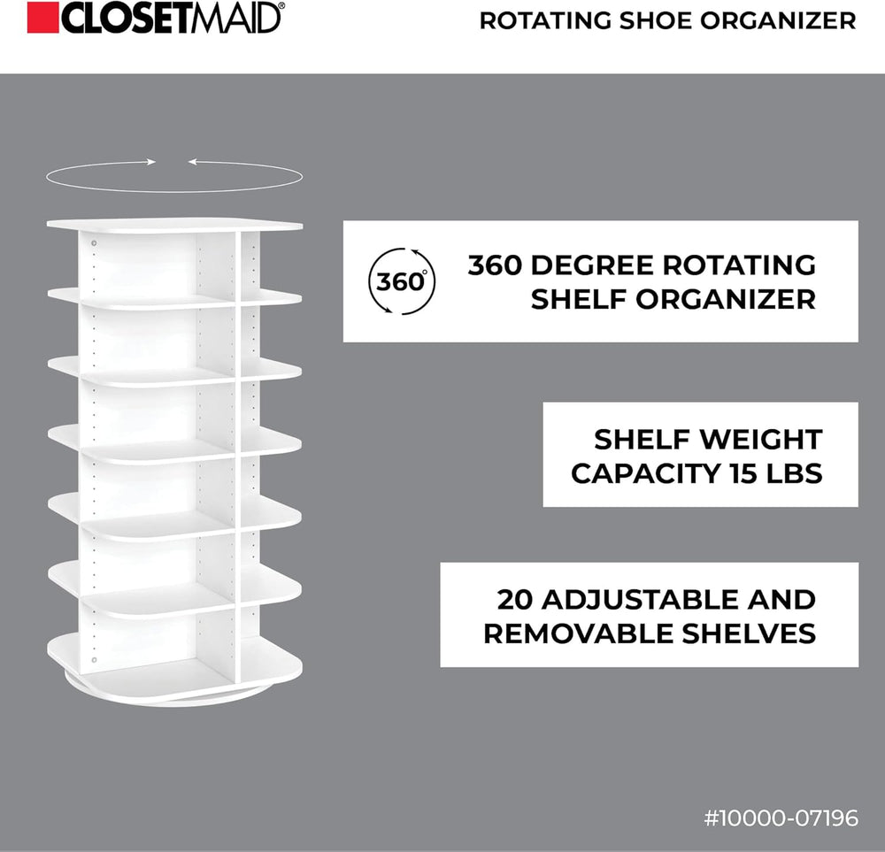 ClosetMaid Rotating Shoe Rack and Storage Tower with Adjustable Shelves