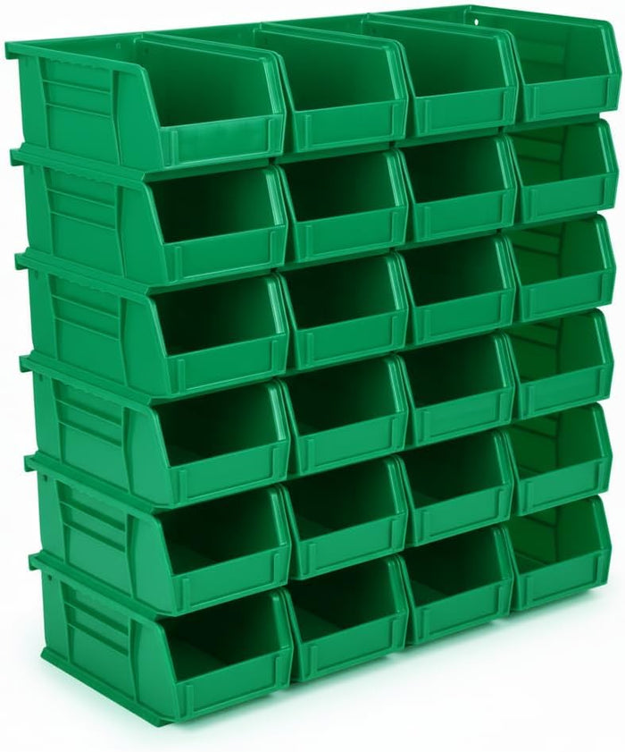 HE HUDSON EXCHANGE 7.5" x 4" x 3" (24 Pack) Plastic Stackable Storage Bin, Green
