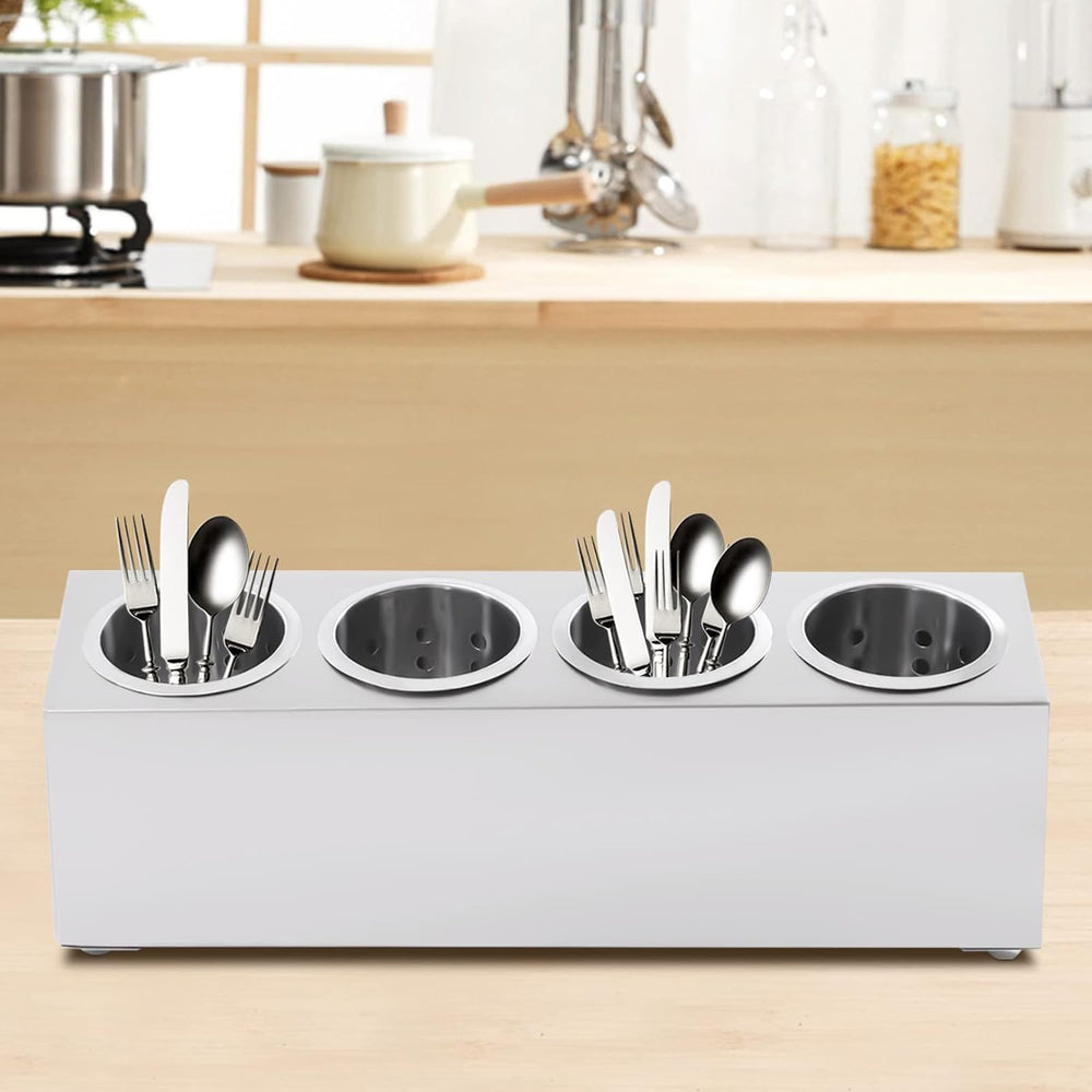 Flatware Organizers, Modern Minimalist Stainless Steel Utensil Holder, 4 Hole...