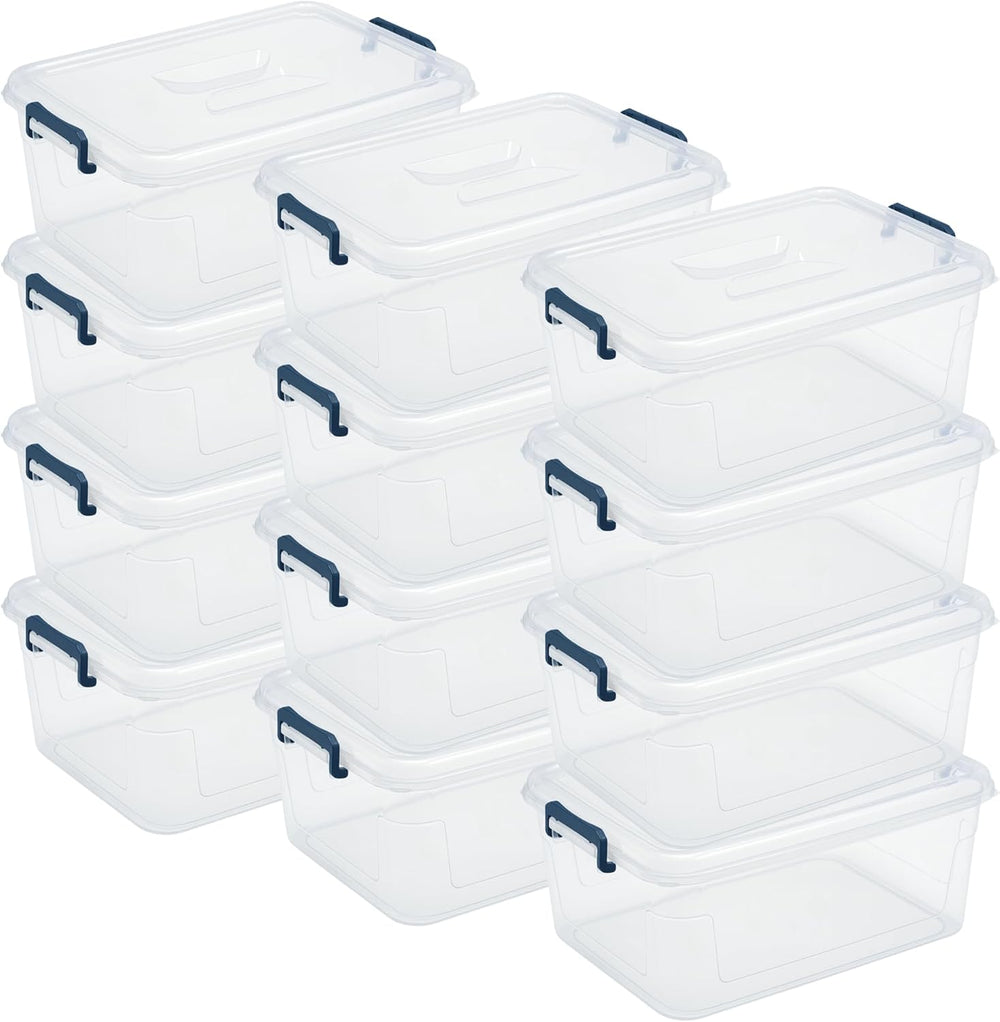 Tribello Clear Storage Bins with Lids, 12-Pack Stackable Plastic Storage Cont...