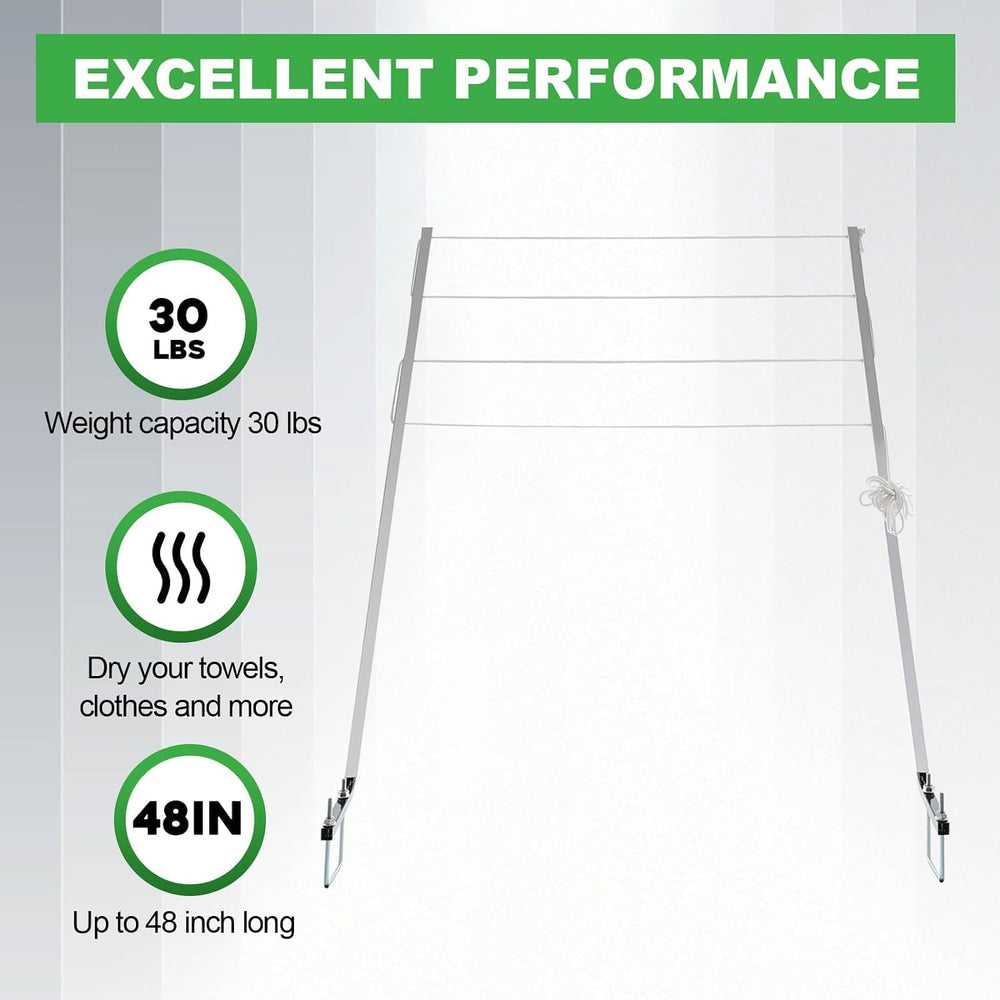 KUAFU RV Clothes Drying Rack Bumper-Mounted Clothesline Compatible with 4&quo...