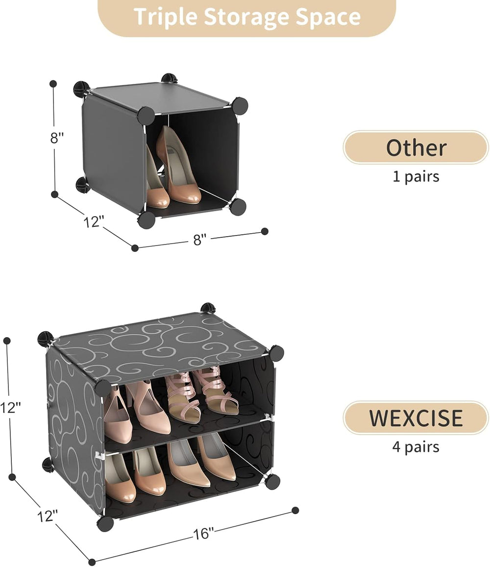 Portable Shoe Rack Organizer with Door, 48 Pairs Shoe Storage Cabinet Easy As...