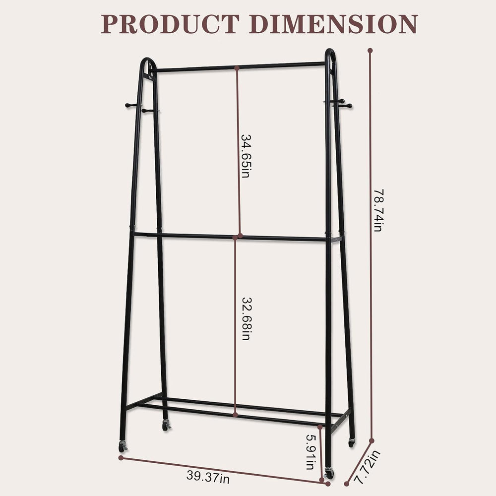 Heavy Duty Clothes Rack with Wheels, Garment Rack