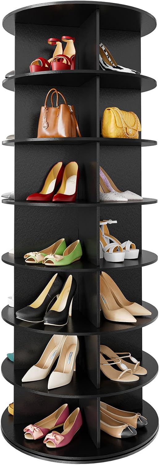 SpaceAid 7 Tier Rotating Shoe Rack Tower, Spinning Shoe Display Lazy Susan, R...