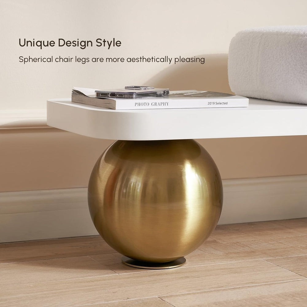 homary Entryway Bench, Modern Wooden Boucle Upholstered Bench with Abstract M...