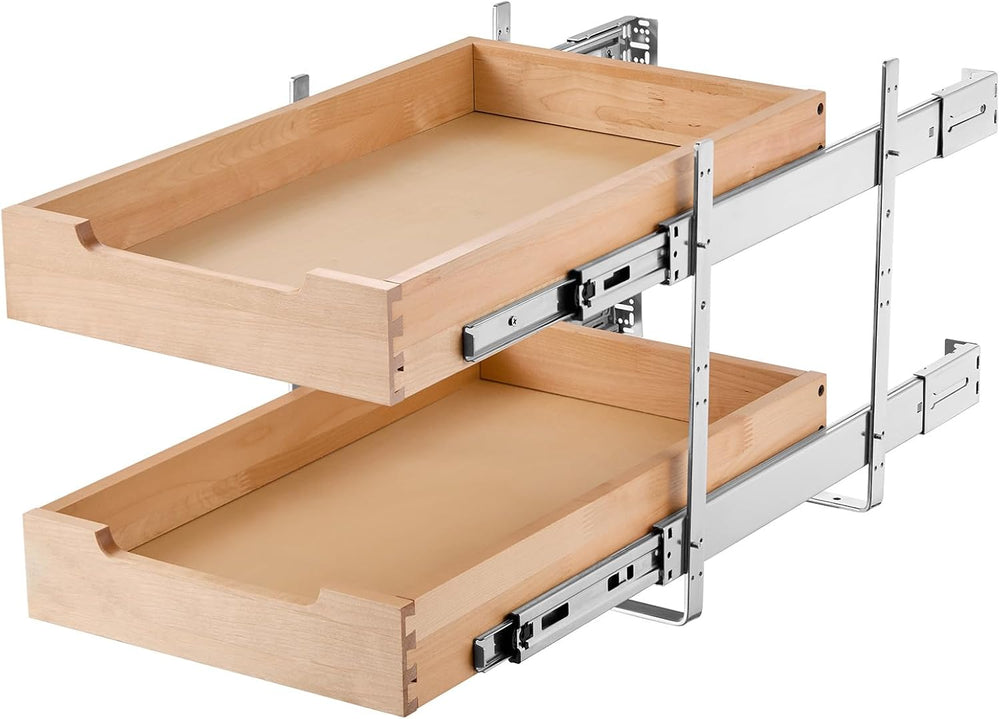 VEVOR 2 Tier Pull Out Cabinet Organizer, 14" W x 21" D Cabinet Draw...