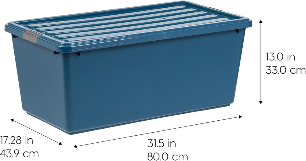IRIS USA 4-Pack 91 Qt Stackable Storage Bins with Lids, Navy