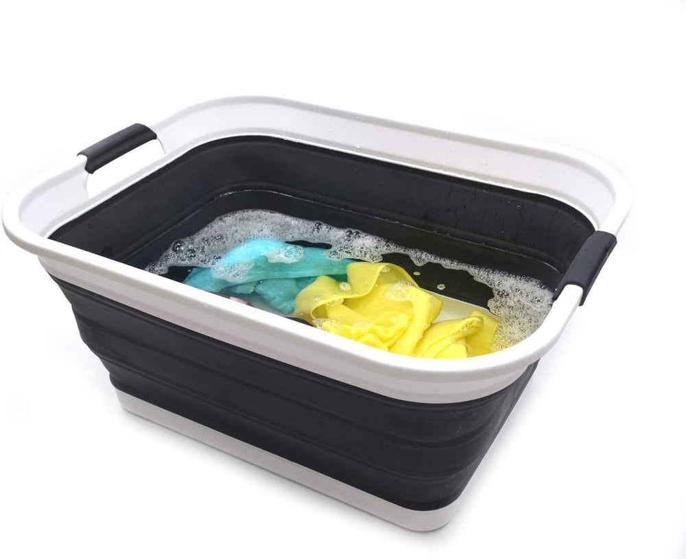 SAMMART 42L(11 gallon) Set of 2 Collapsible Plastic Laundry Basket-Foldable P...