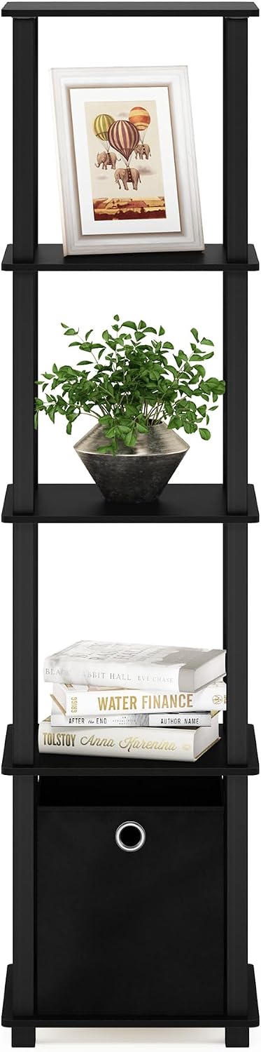 Furinno Turn-N-Tube Book Shelf, 5-Tier Square Open Frame Display Shelf, Corne...