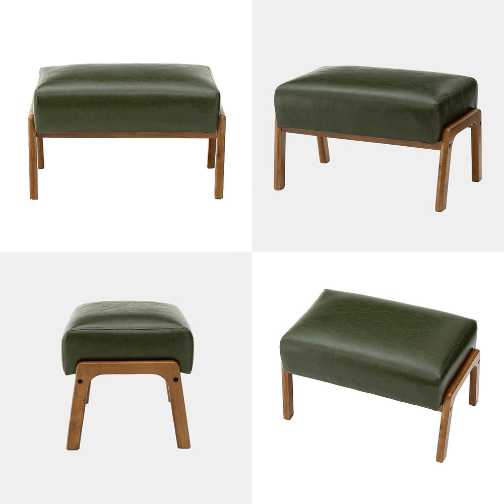 Glitzhome Foot Stool Ottoman, Modern Leatherette Sofa Stool Vanity Chair with...