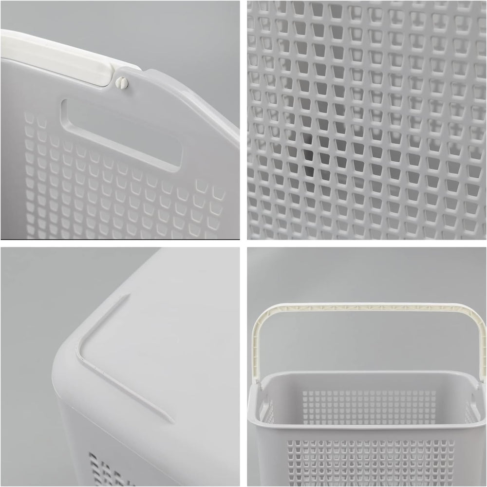 4-Pack 35 L Plastic Laundry Hamper, Storage Basket with Handle, Gray