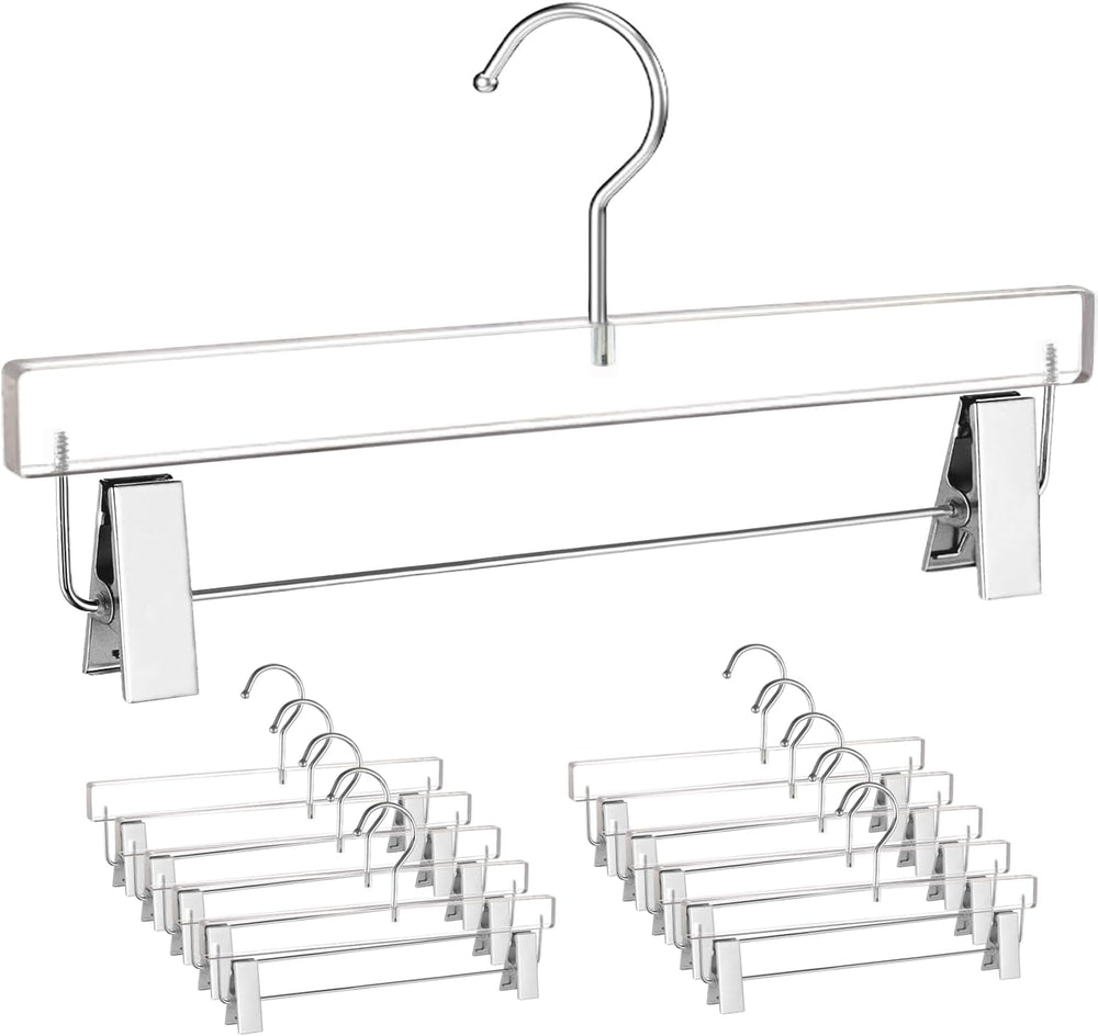 Besser Acrylic Pants Hanger 10 Pcs,Clear Acrylic Hangers with Bright Silver C...