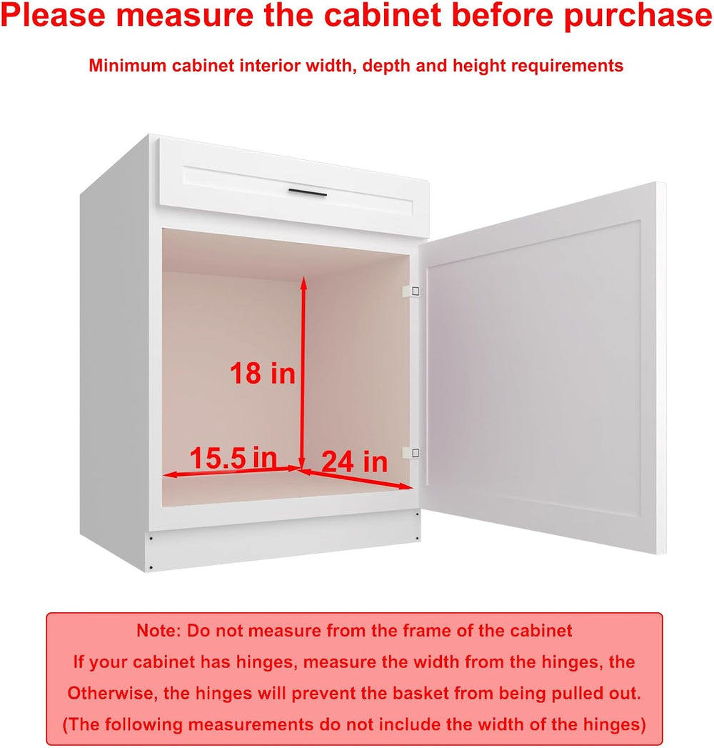Sikarou Pull Out Cabinet Organizer 14"W 21"D 2-Tier Slide Out Stora...