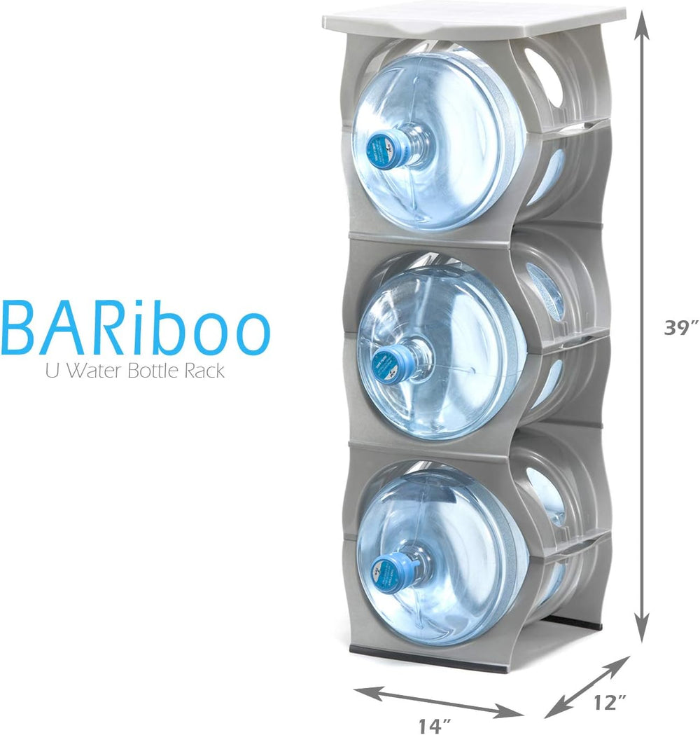 Bariboo Stackable Water Bottle Storage Rack Best Water Jugs 5 Gallon Organize...