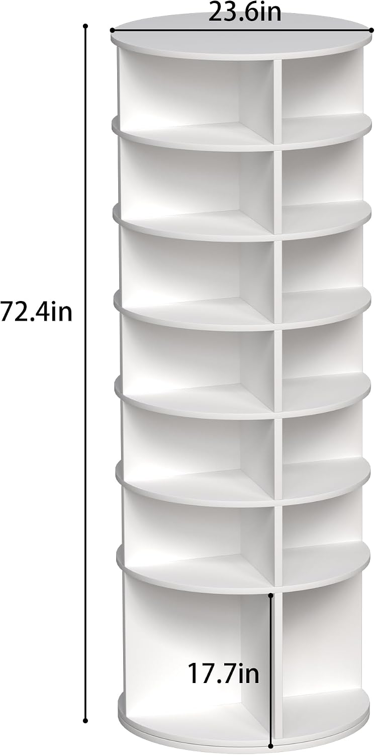 HomVent Rotating Shoe Rack Tower, 7-Tier Spinning Shoe Rack