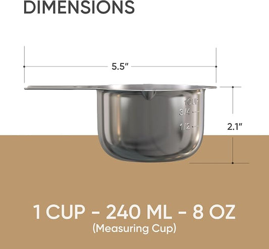 Color Up 1 Cup Measuring Cup – Premium Chrome Stainless Steel, Accurate - Image 2