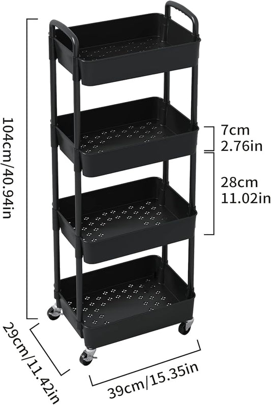 Sywhitta 4-Tier Plastic Rolling Utility Cart - Image 2