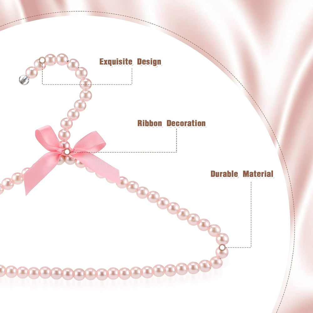 Threan Pink 12 Pcs Pearl Beaded Clothes Hanger Mini Pearl Hangers