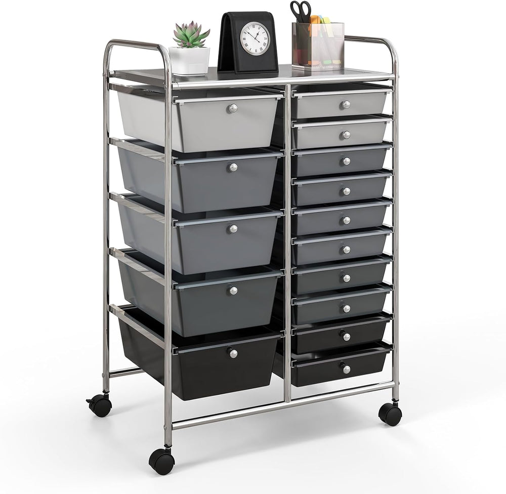 GOFLAME 15-Drawer Rolling Storage Cart, Utility Cart