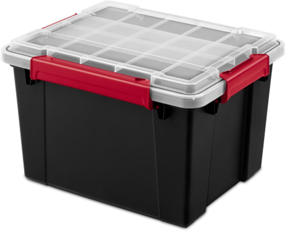 Sterilite 8 Pack Gasket Box, Stackable Plastic 8.5 Gallon Storage Container w...