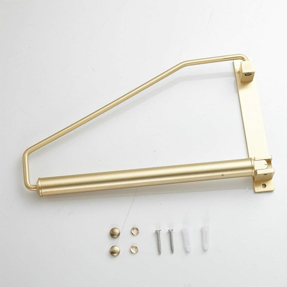 NEWRAIN Folding Wall Mounted Clothes Hanger Rack Clothes Hook Solid Brass wit...