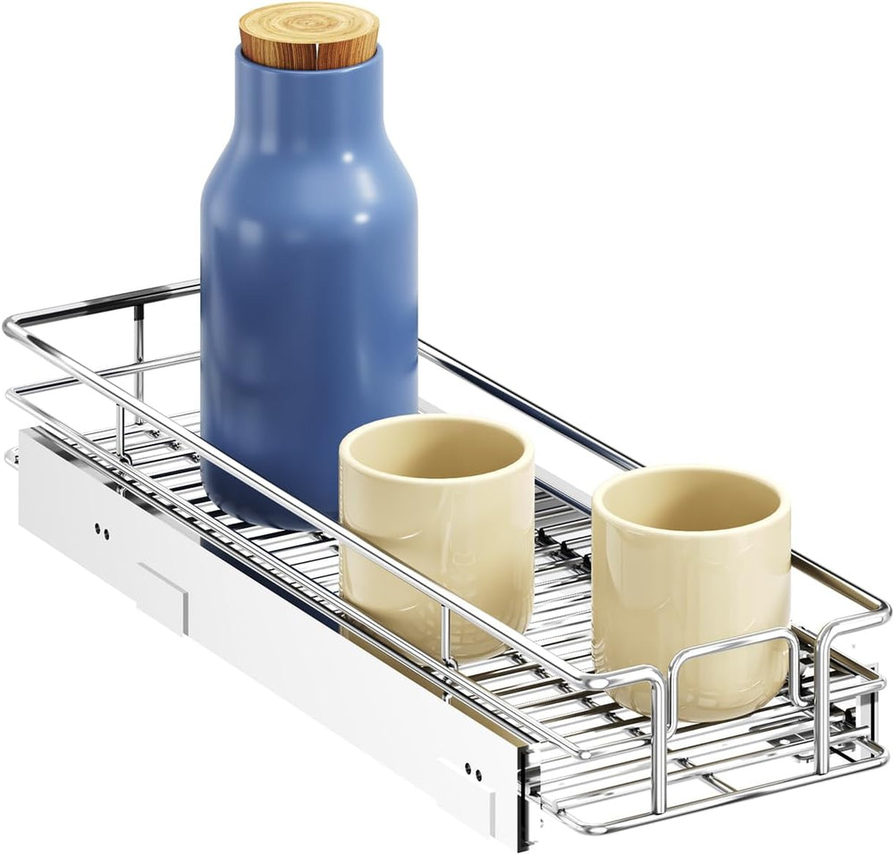 ROOMTEC Pull Out Cabinet Organizer, Single Tier, Heavy Duty Slide Out Shelves