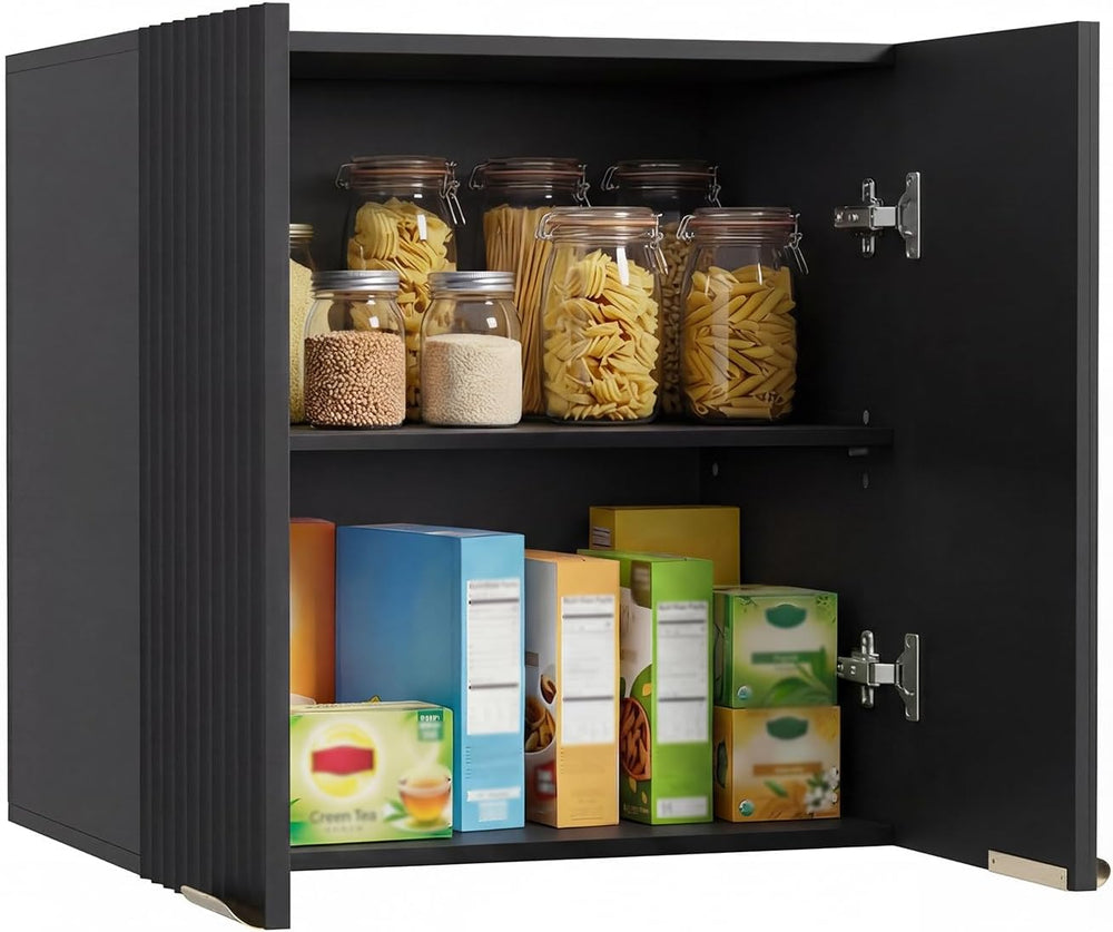 ChooChoo Bathroom Wall Cabinet, Laundry Room Cabinet with 2 Fluted Doors