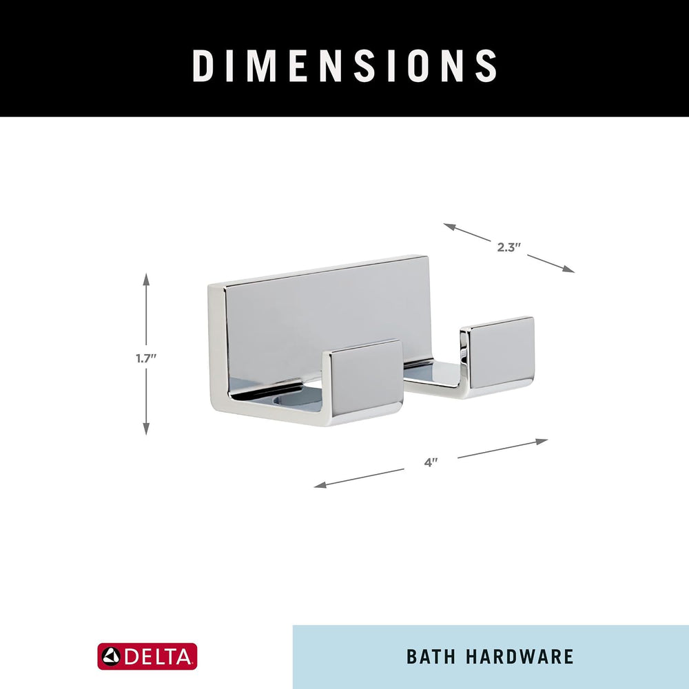 Delta Double Towel Hook for Bathroom or Kitchen| Polished Chrome | Vero Acces...