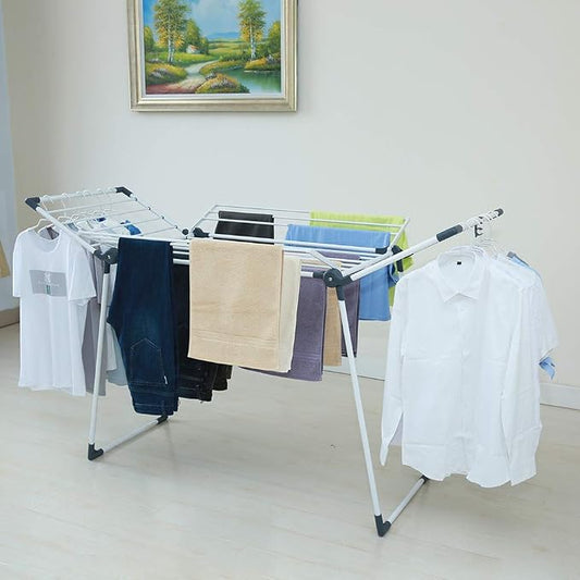 Clothes Drying Rack Adjustable Gullwing and Foldable Space-Saving Laundry Rack - Image 2