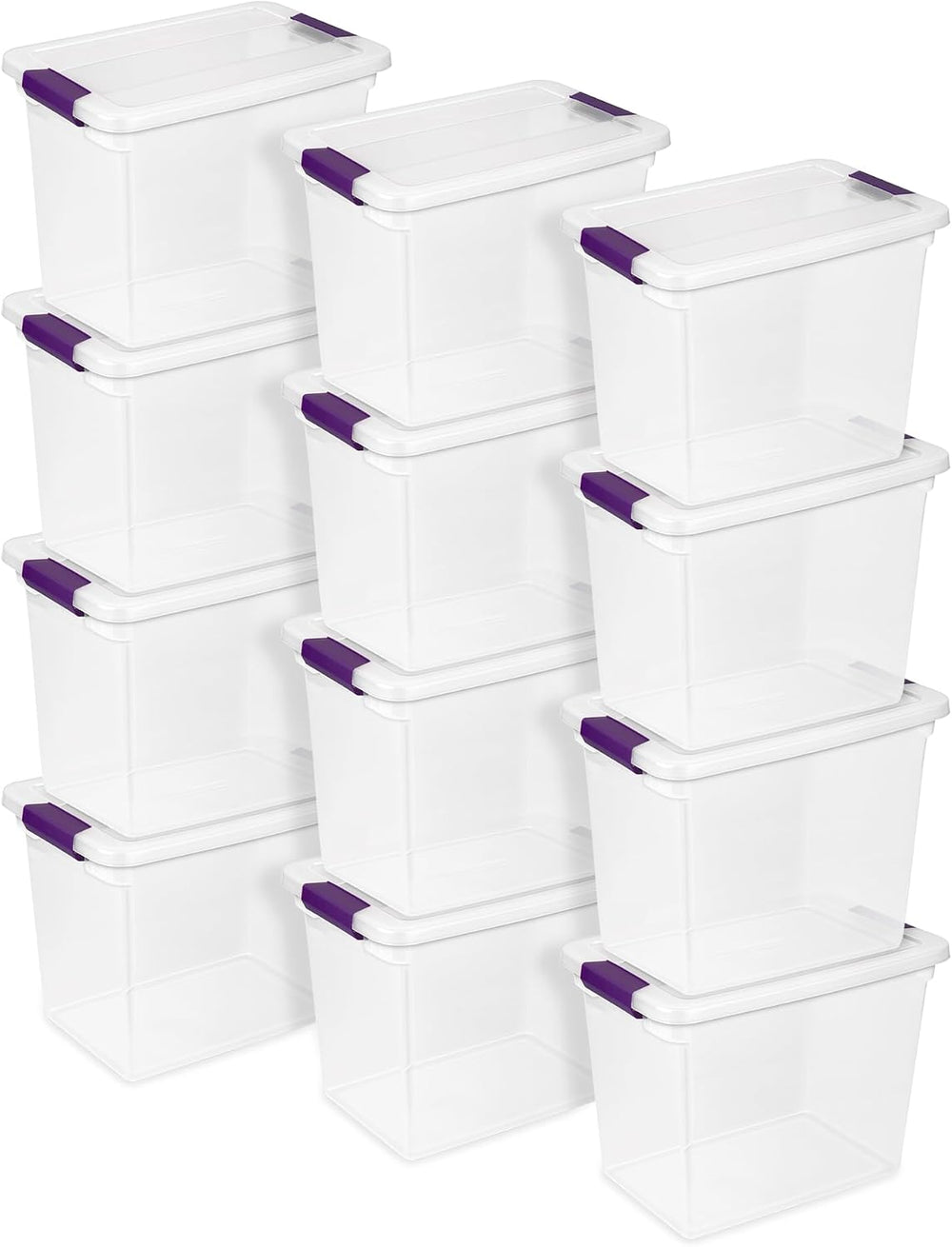 Sterilite 12-Pack 27 Quart ClearView Latch Box, Stackable Organizer Bins