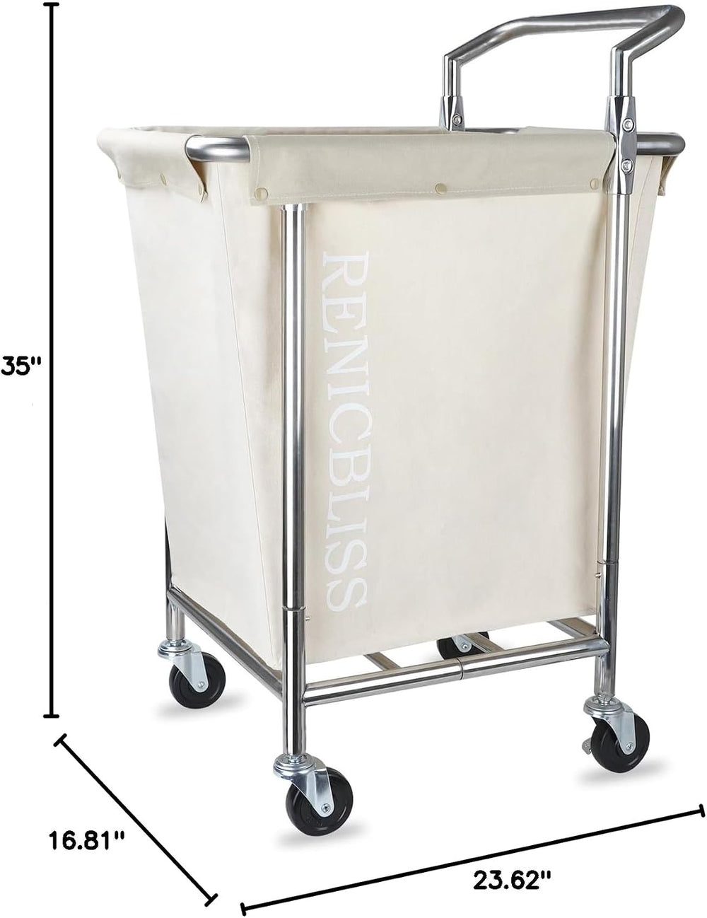 Laundry Cart with Wheels, Rolling Laundry Hamper with Wheels and Handle, Larg...