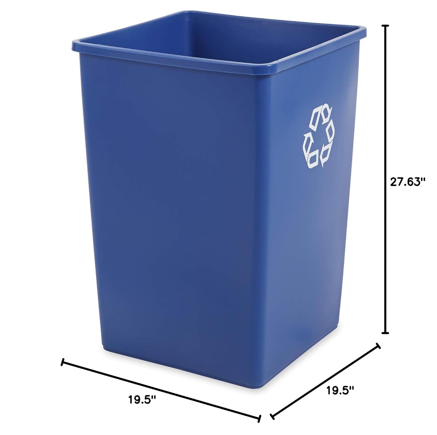 Rubbermaid Commercial Products 35-Gallon Untouchable Square Trash/Garbage Can for Offices/Stores/Restaurants, Blue Recycling