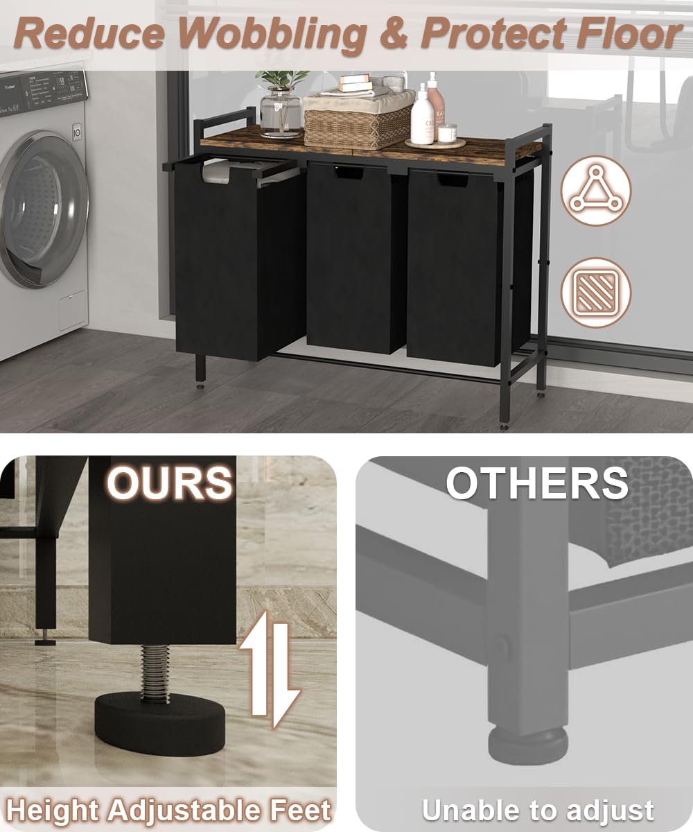 10 x 3 Gal Large Laundry Hamper, Rustic Brown and Black
