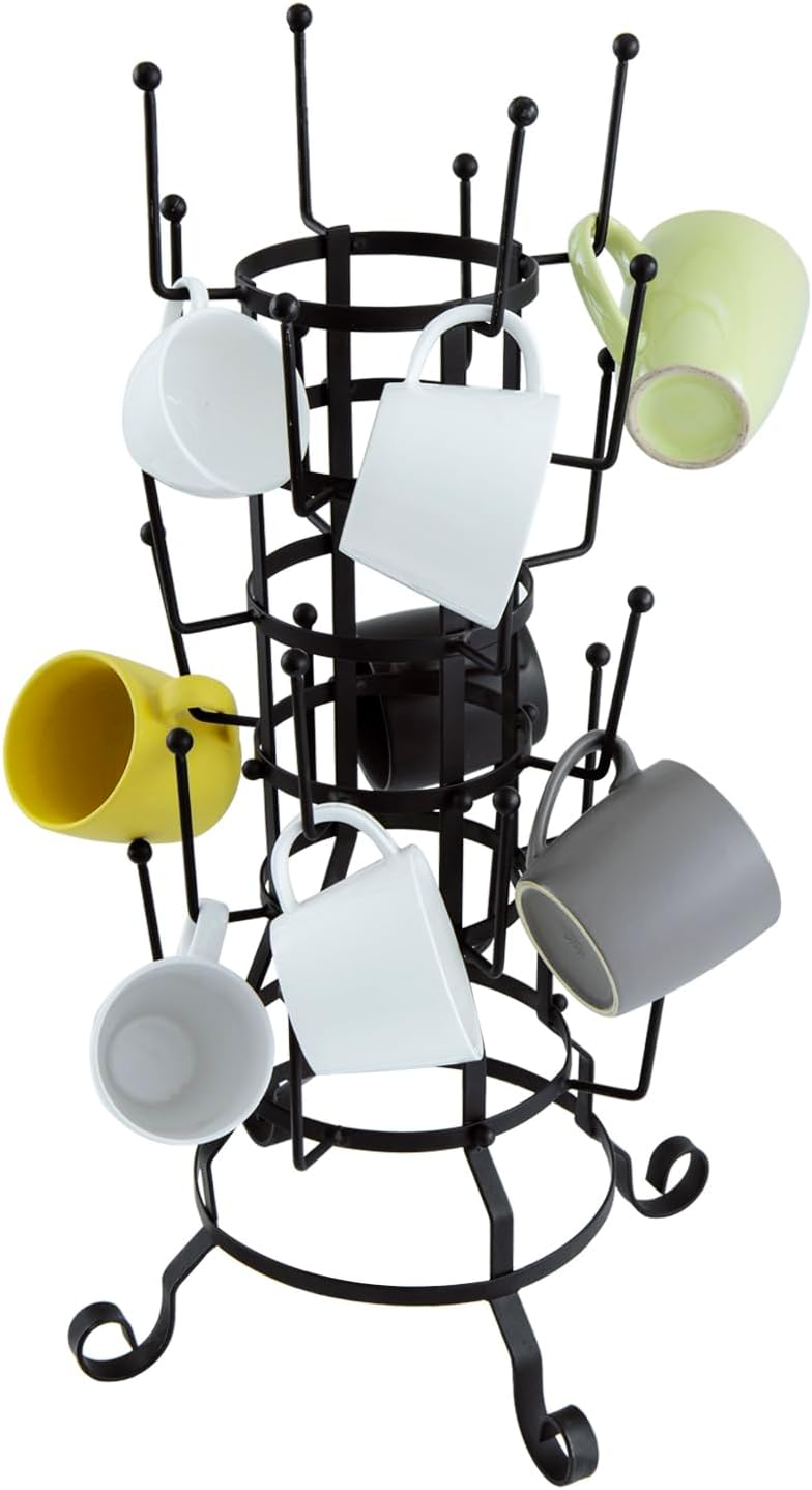 MyGift 24 Hook Rustic Mug Tree Holder for Coffee Cups & Glasses Rack