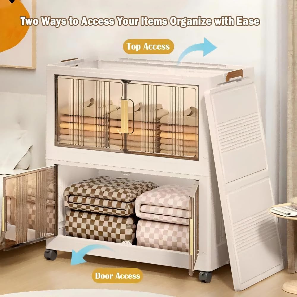 Storage Bins with Lids, 5 Tier 425 QT Stackable Plastic Storage Bins, Foldabl...