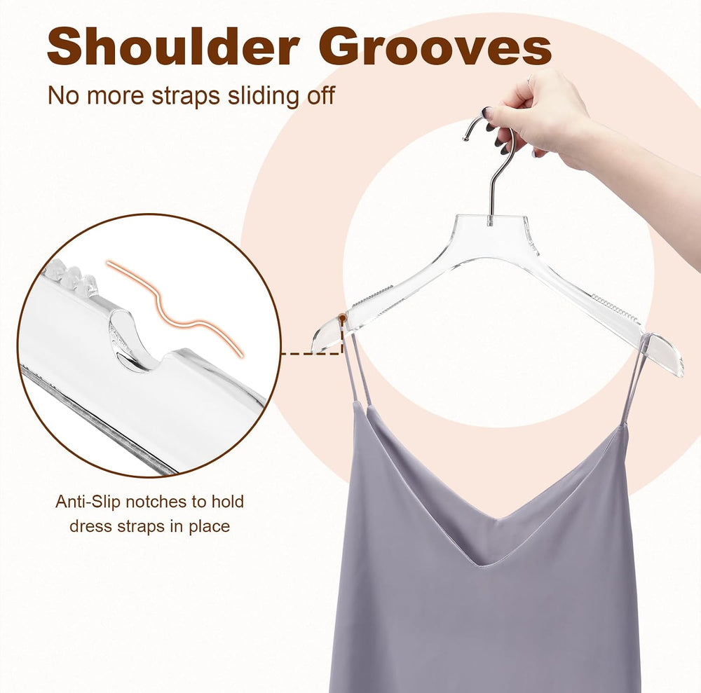 HOUSE DAY Luxury Acrylic Hangers 15 Pack, Crystal Clear Hangers