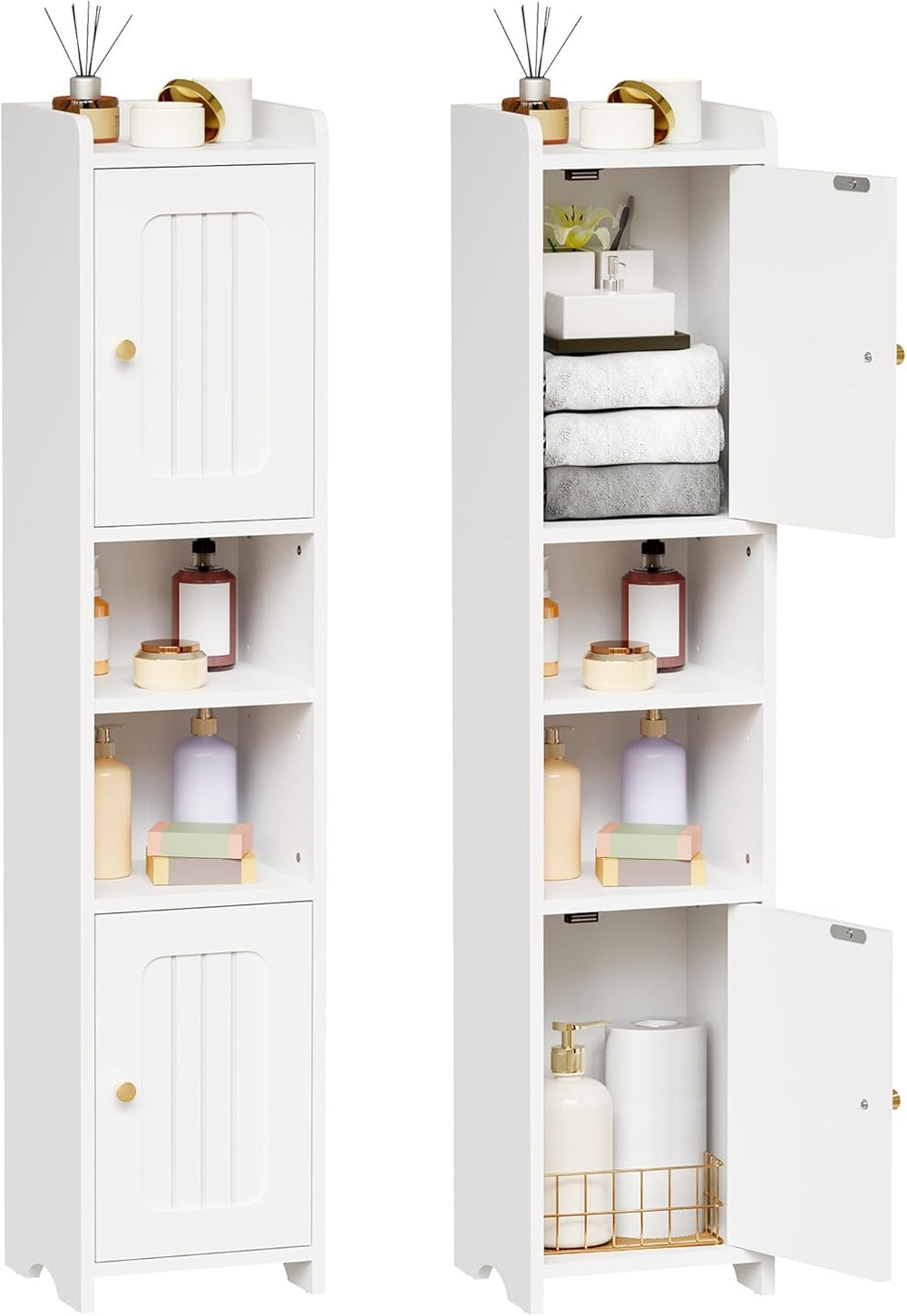 ANWBROAD Slim Bathroom Storage Cabinet with 2 Doors and Adjustable Shelf