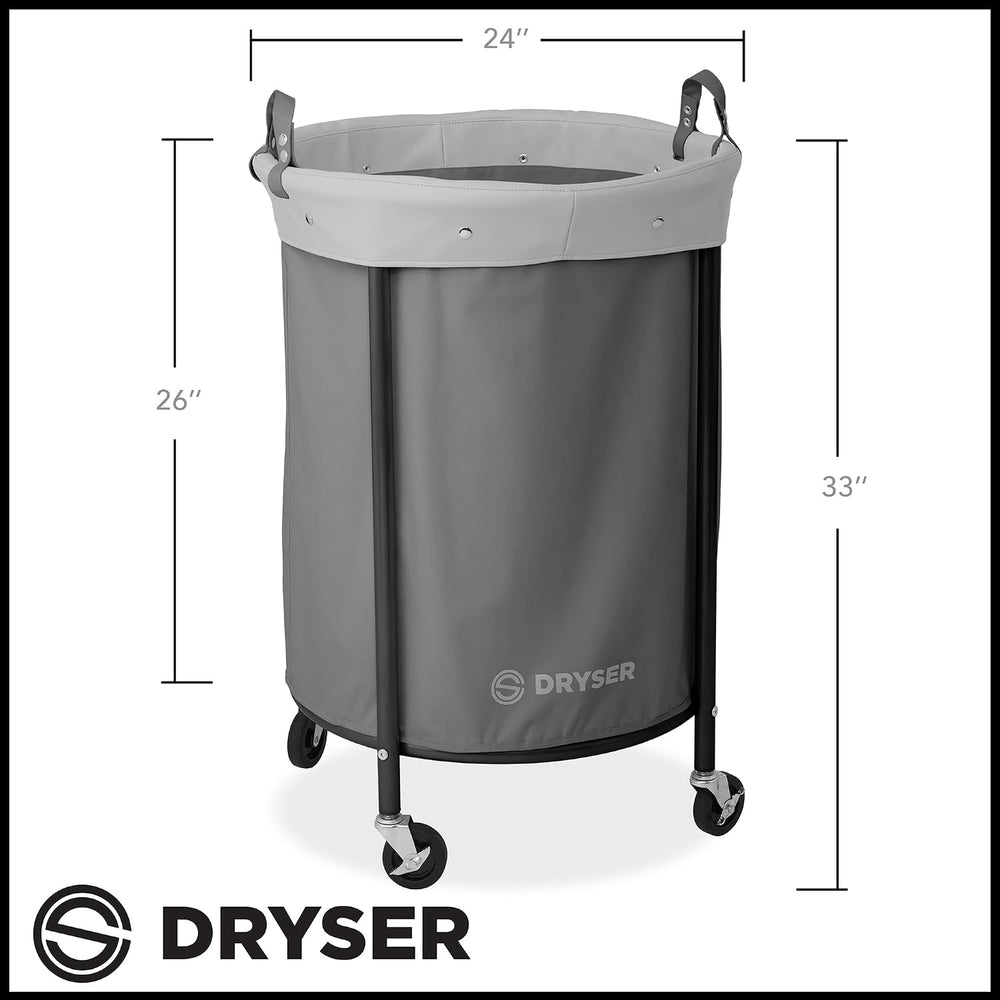 Dryser Laundry Basket with Wheels, 65 Gal. Commercial Round Rolling Laundry H...