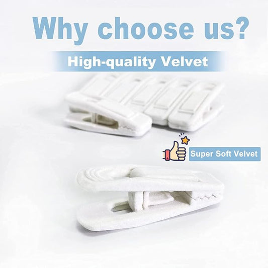 White Velvet Hangers Clips 40 PCS, Pants Hangers Velvet Clips Easily Add to - Image 2