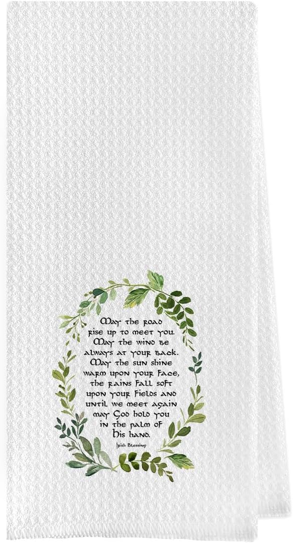 Irish Blessing Dish Towel - Irish Gifts Decorative Waffle Weave Kitchen Towels, Hand Towels, Tea Towels For Women, St. Patrick's Day Gifts (16x24 Inches)