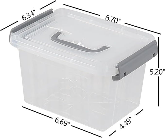 3 L Small Clear Storage Latch Box, 6 Pack Plastic Stackable Organizer Containers - Image 2