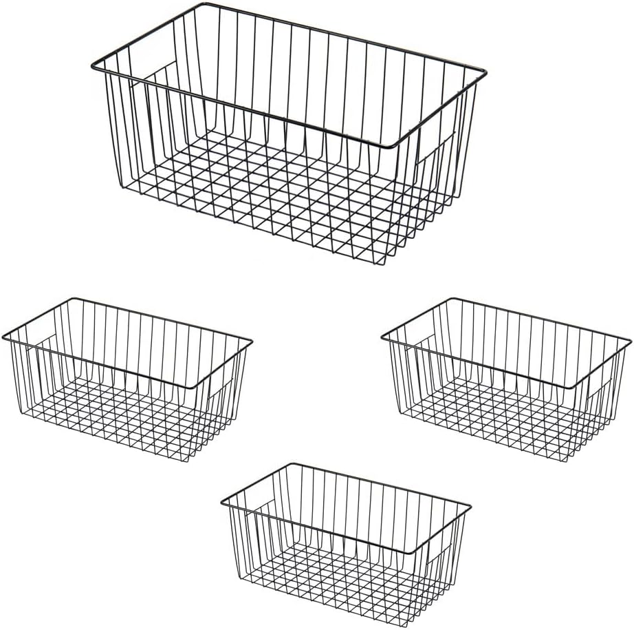 16inch Freezer Wire Storage Organizer Baskets, Household Refrigerator Bin wit...
