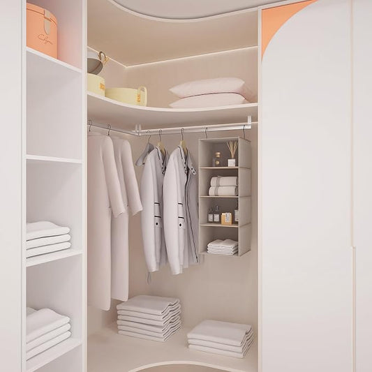 Hanging Closet Organizer and Storage, Foldable 4-Shelf Wardrobe Clothes Shelves - Image 2