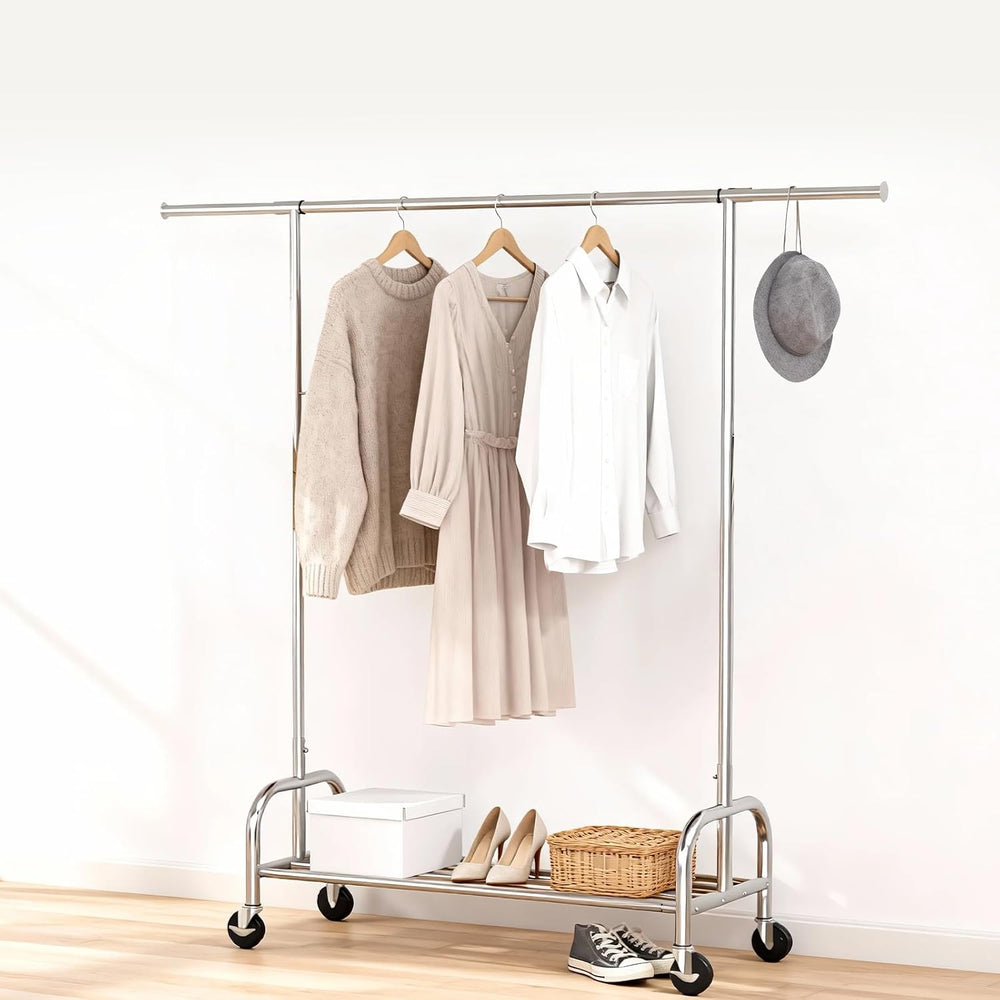Heavy Duty Rolling Garment Rack with Wheels, 550LBS Clothing Rack