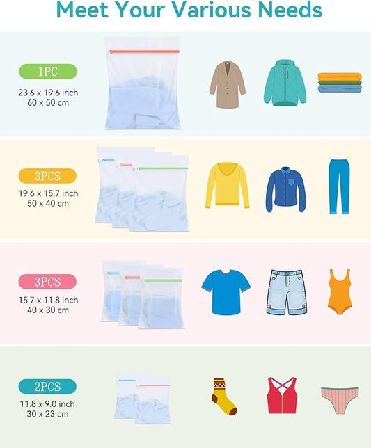 OTraki 9 PCS Mesh Laundry Bags for Delicates 4 Sizes Laundry Bags Mesh Wash Bags - Image 2