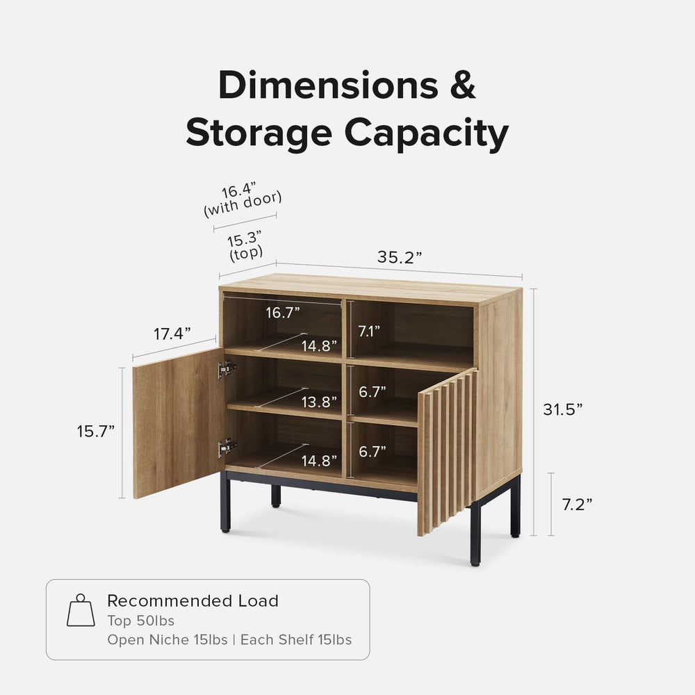 mopio Norwin Storage Cabinet, Sturdy Modern Rustic Industrial Buffet Sideboar...