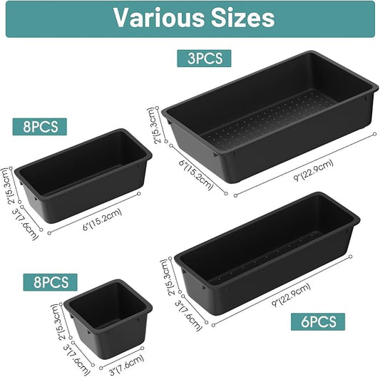 WOWBOX 25 PCS Plastic Drawer Organizer Set, Desk Drawer Divider Organizers and - Image 2