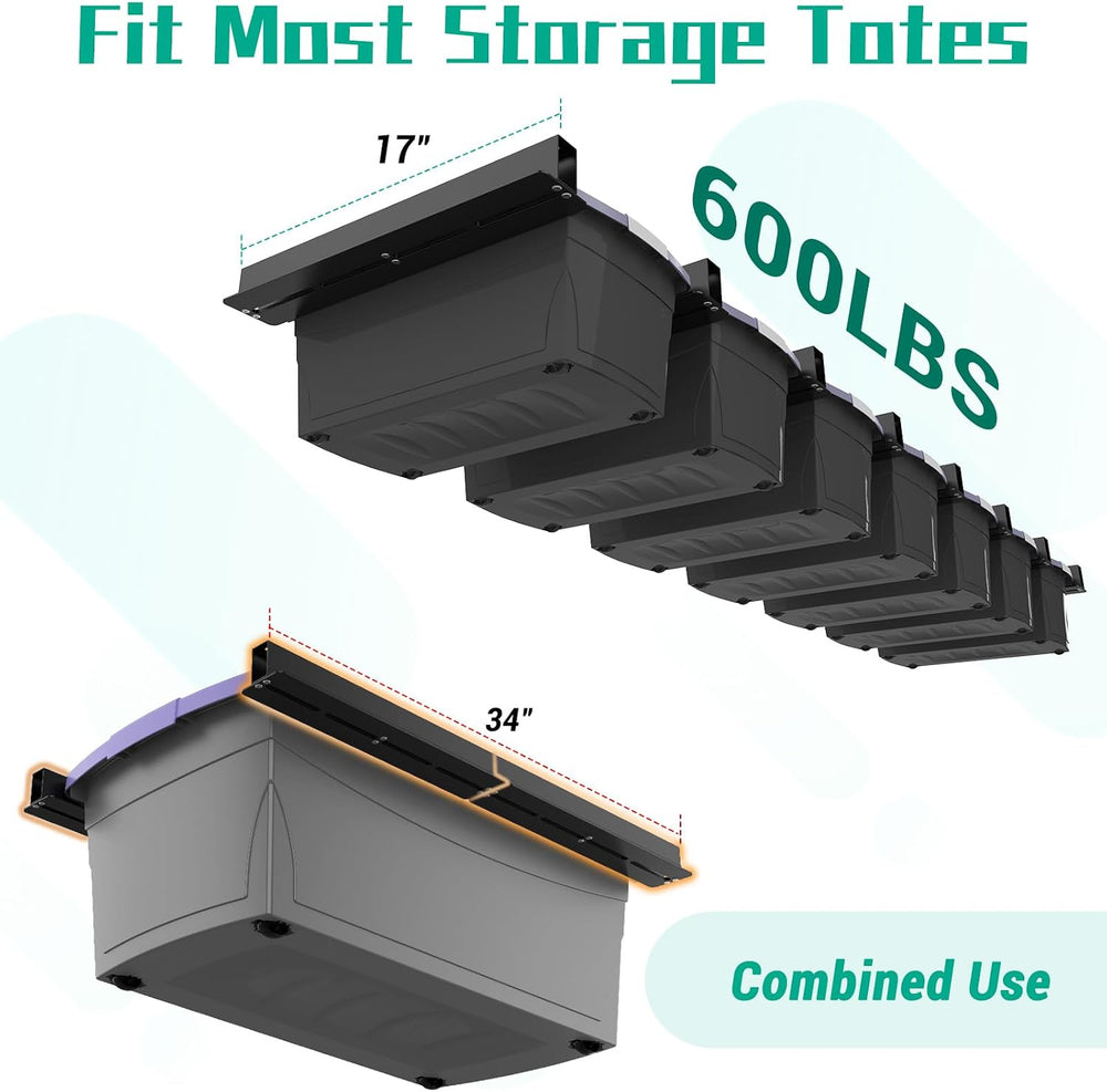 Linone Ceiling Storage Rack, 16 Inch, 8 Sets for 7 Bins