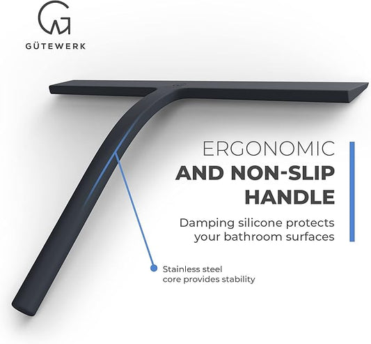 GÜTEWERK Shower Squeegee for Glass Doors, Silicone Window Squeegee, Bathroom - Image 2